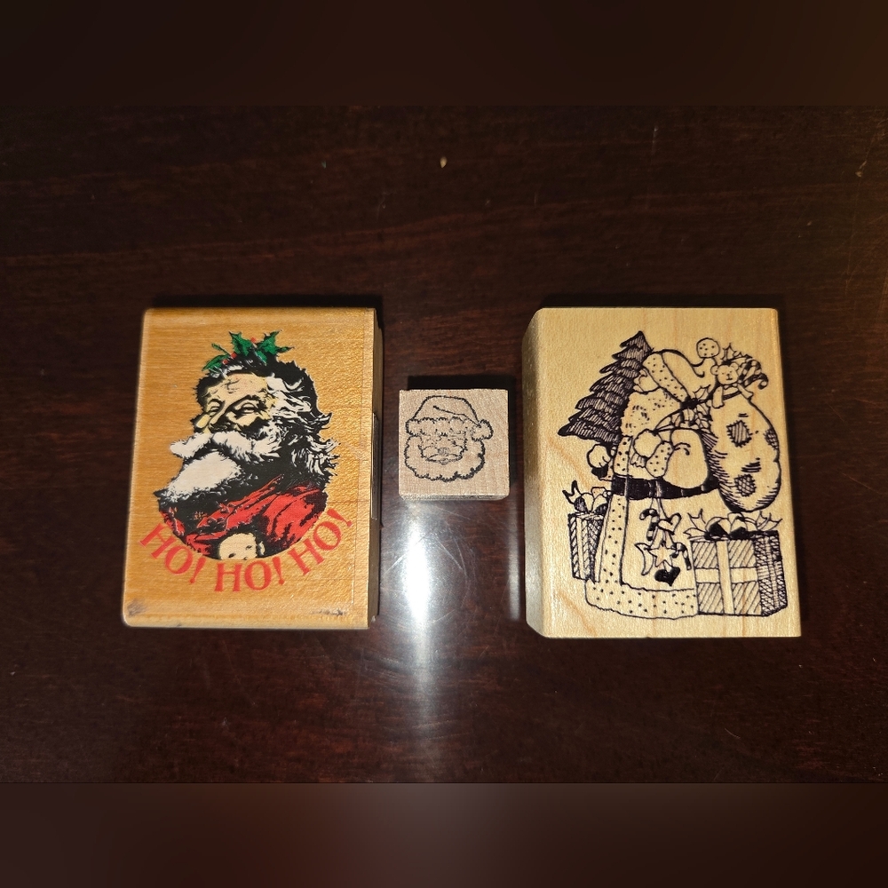 Christmas Rubber Stamp Set with Santa and Gifts
